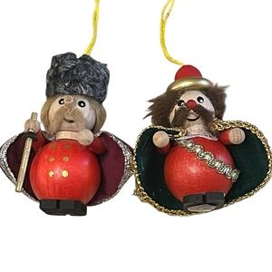 Steinbach Pair Wood Christmas Ornaments Festive Nutcracker Ornaments